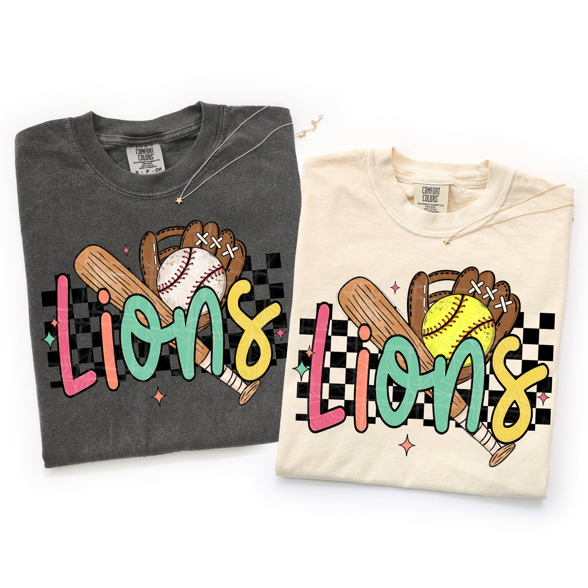Lions COLORFUL font softball (Virgo) DTF Transfer
