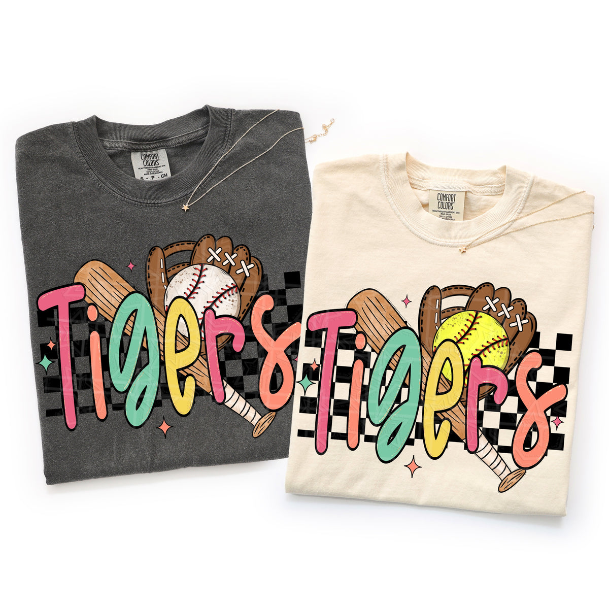 Tigers COLORFUL font baseball (Virgo) DTF Transfer