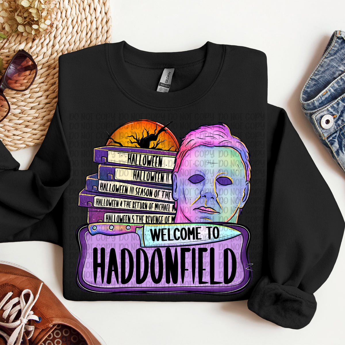 Welcome to Haddonfield mike neon (VP) DTF transfer