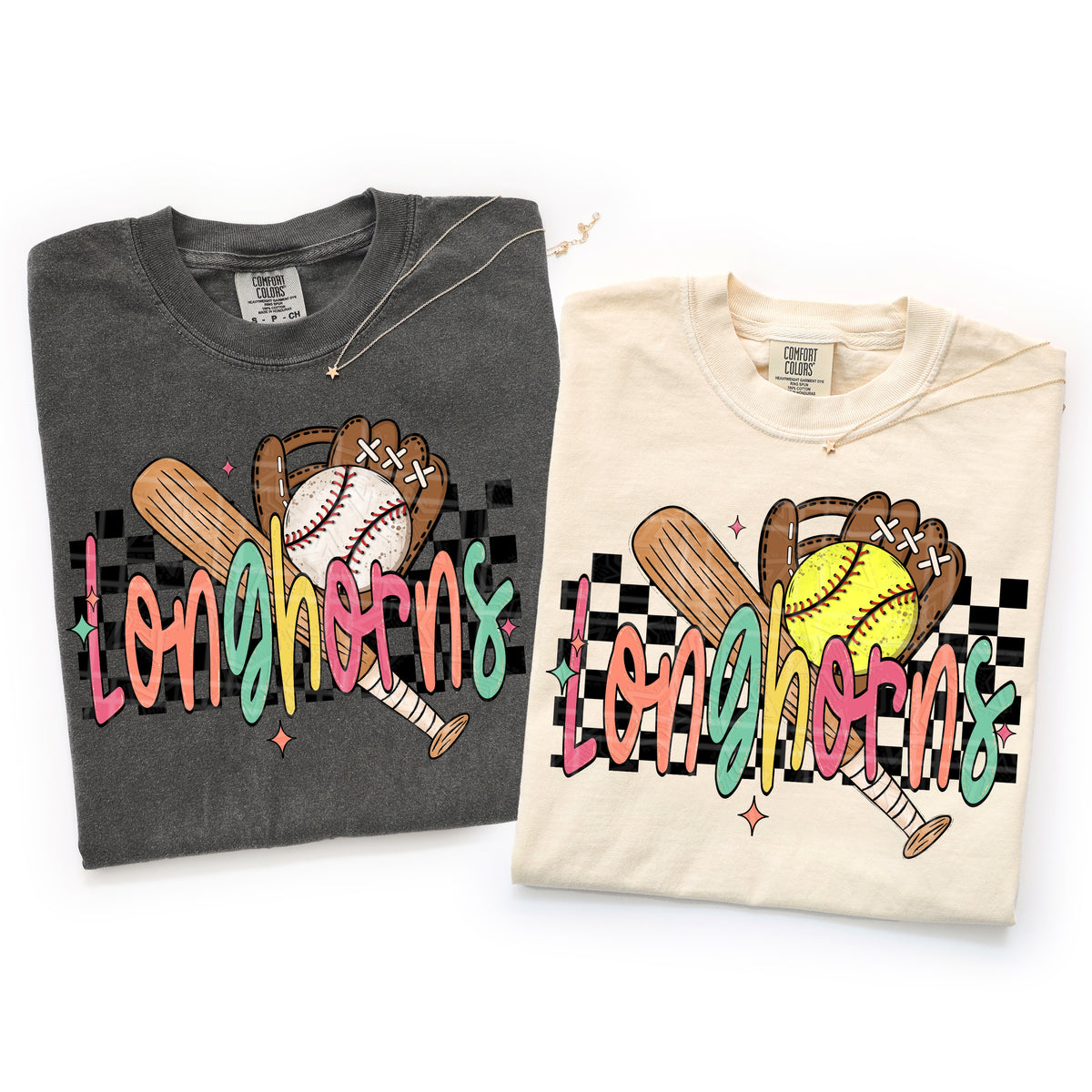 Longhorns COLORFUL font baseball (Virgo) DTF Transfer