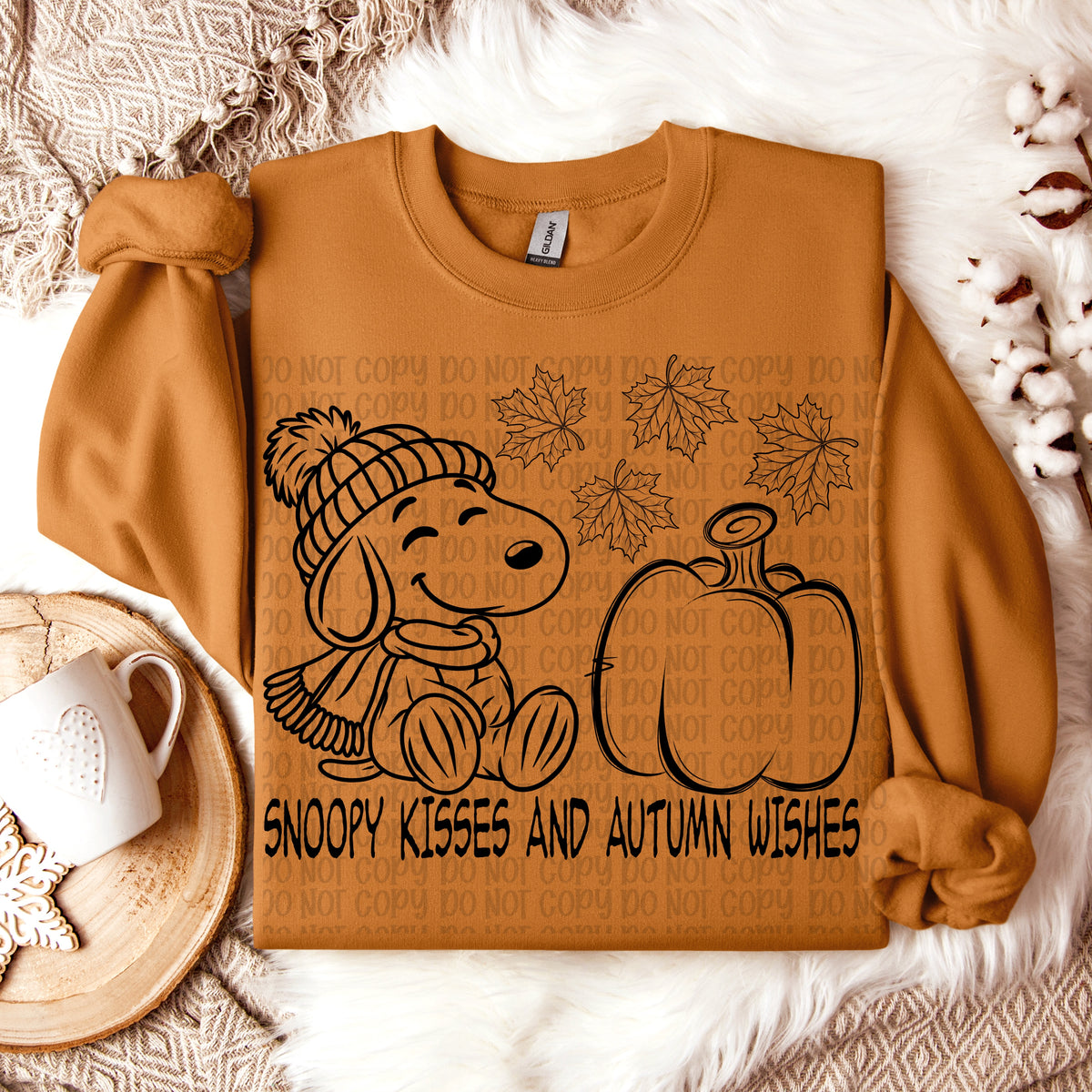 Snoop kisses and autumn wishes BLACK outline (VP) DTF transfer