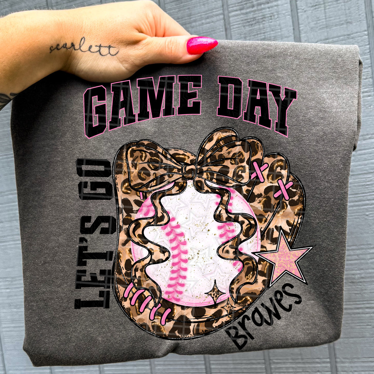Game Day Braves (Leopard bow, glove with baseball) (virgo) DTF Transfer