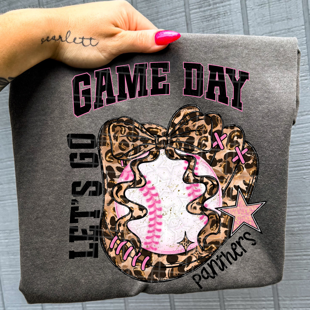 Game Day Panthers  (Leopard bow, glove with baseball) (Virgo) DTF Transfer