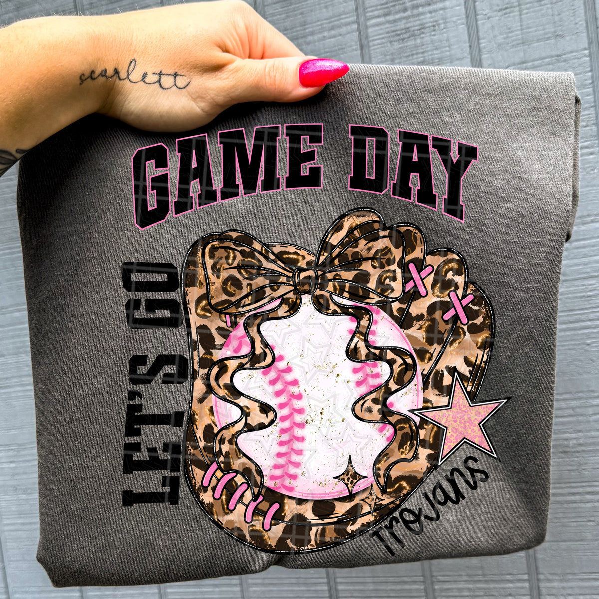 Game Day Trojans  (Leopard bow, glove with baseball) (Virgo) DTF Transfer