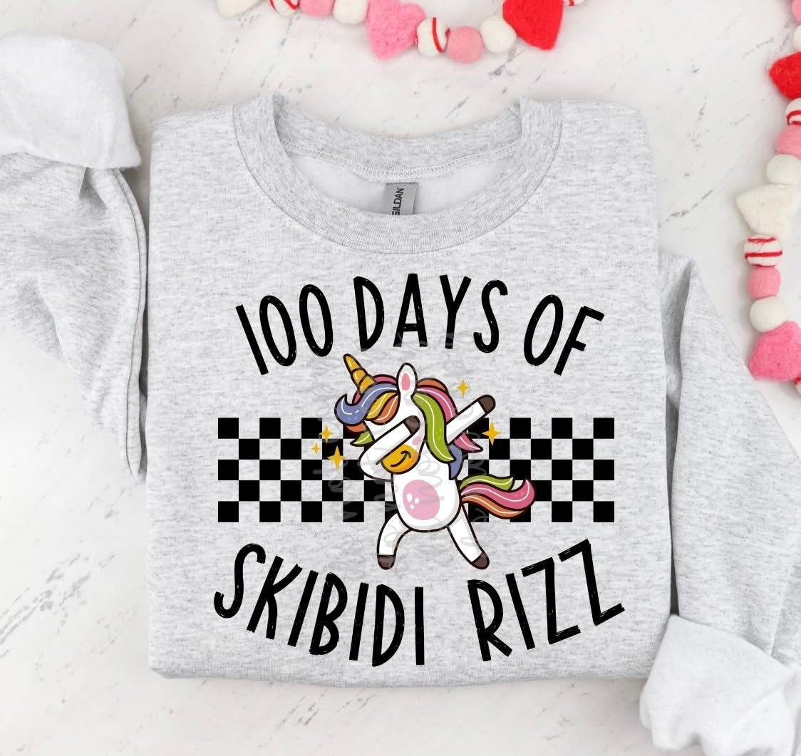 100 Days Of Skibidi Rizz Unicorn(Parkers) 78547 DTF Transfer