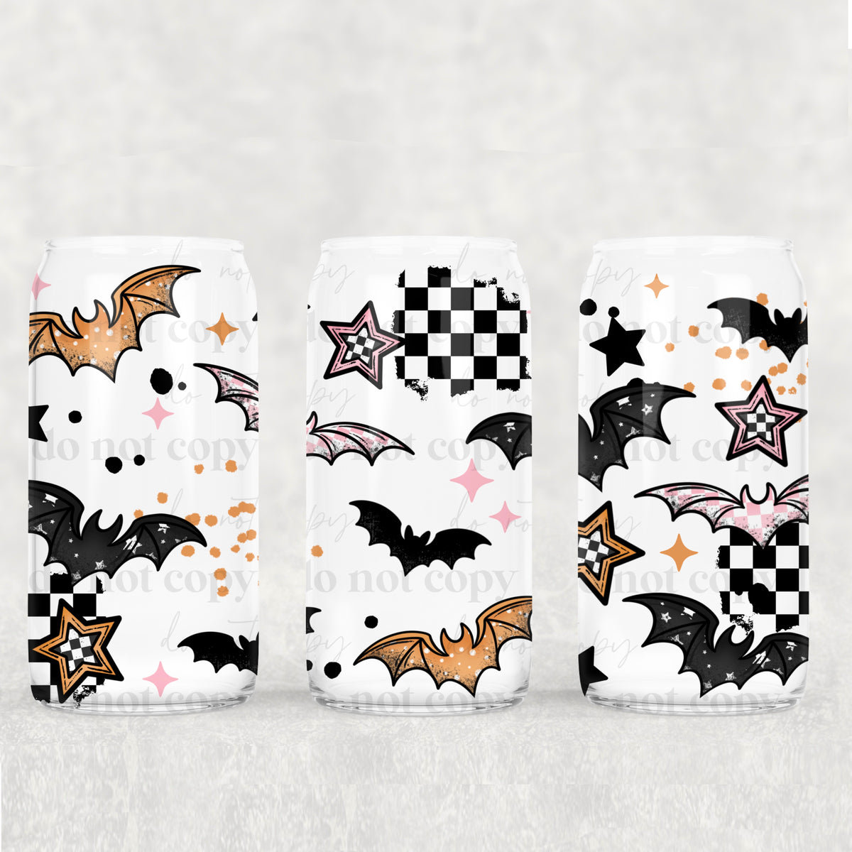1482 bats with checkered stars (CSC) UV DTF WRAP