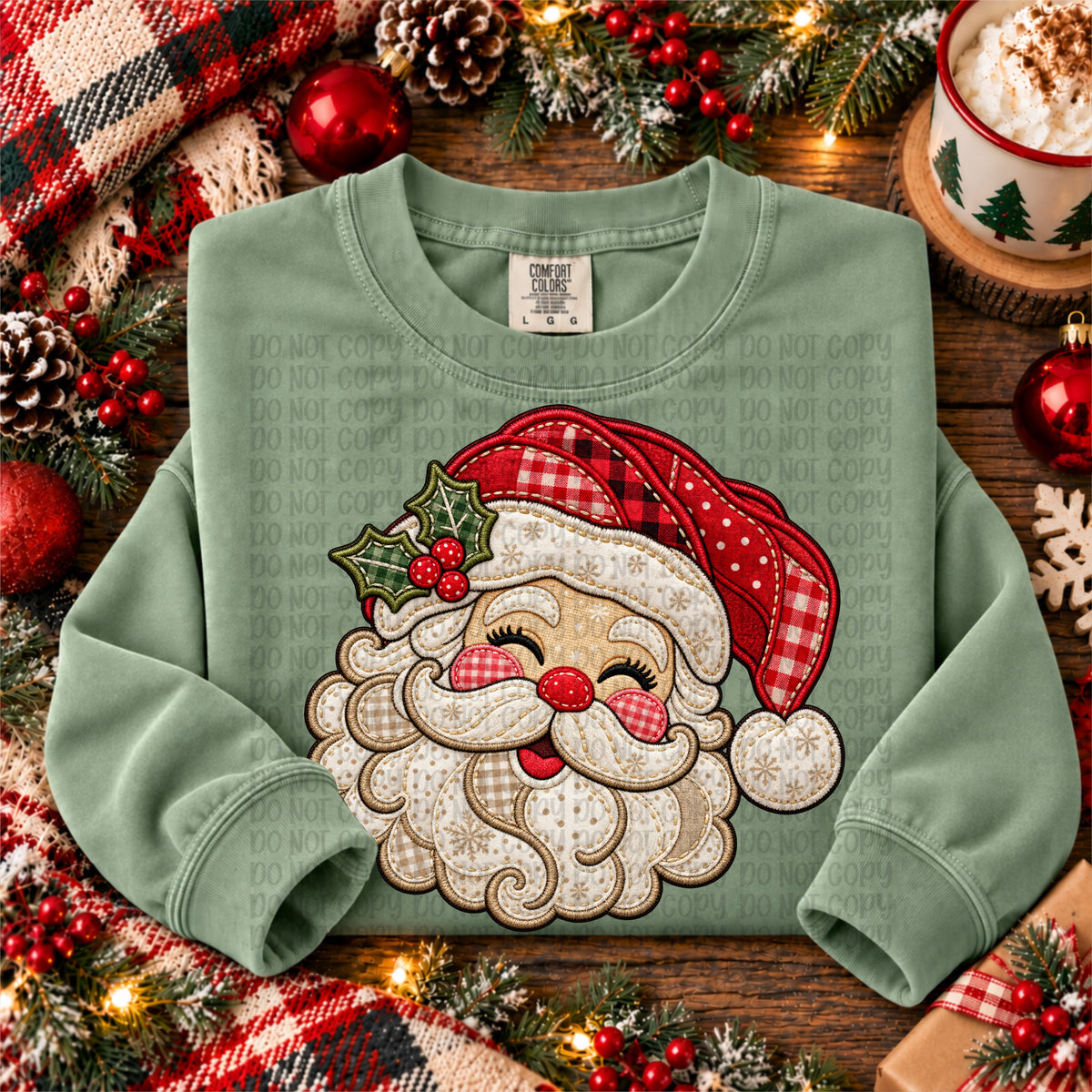 Faux embroidered santa (VP) DTF Transfer