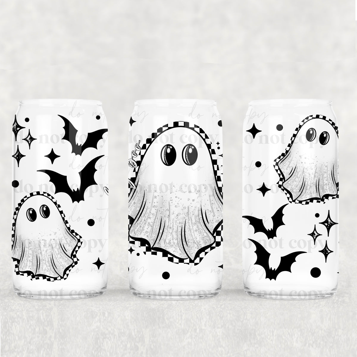 1499 ghost with checker outline (CSC) UV DTF WRAP