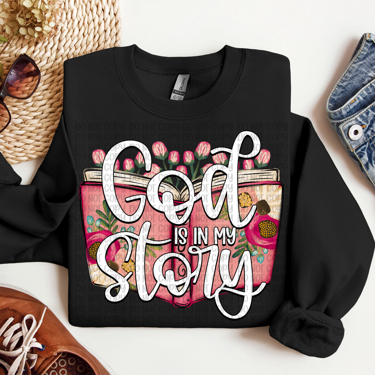 God is in my story -pink book with flowers (VP) DTF Transfer