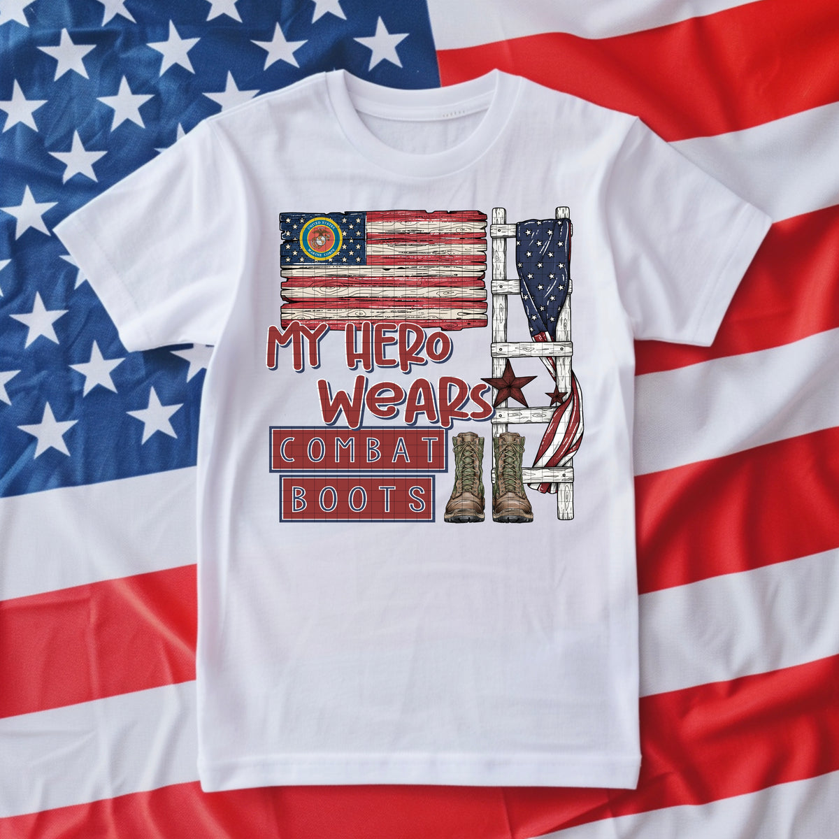 My hero wears combat boots marine (DD) DTF Transfer