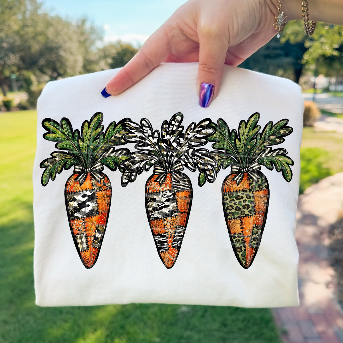 Faux patchwork 3 carrots (Virgo) DTF Transfer