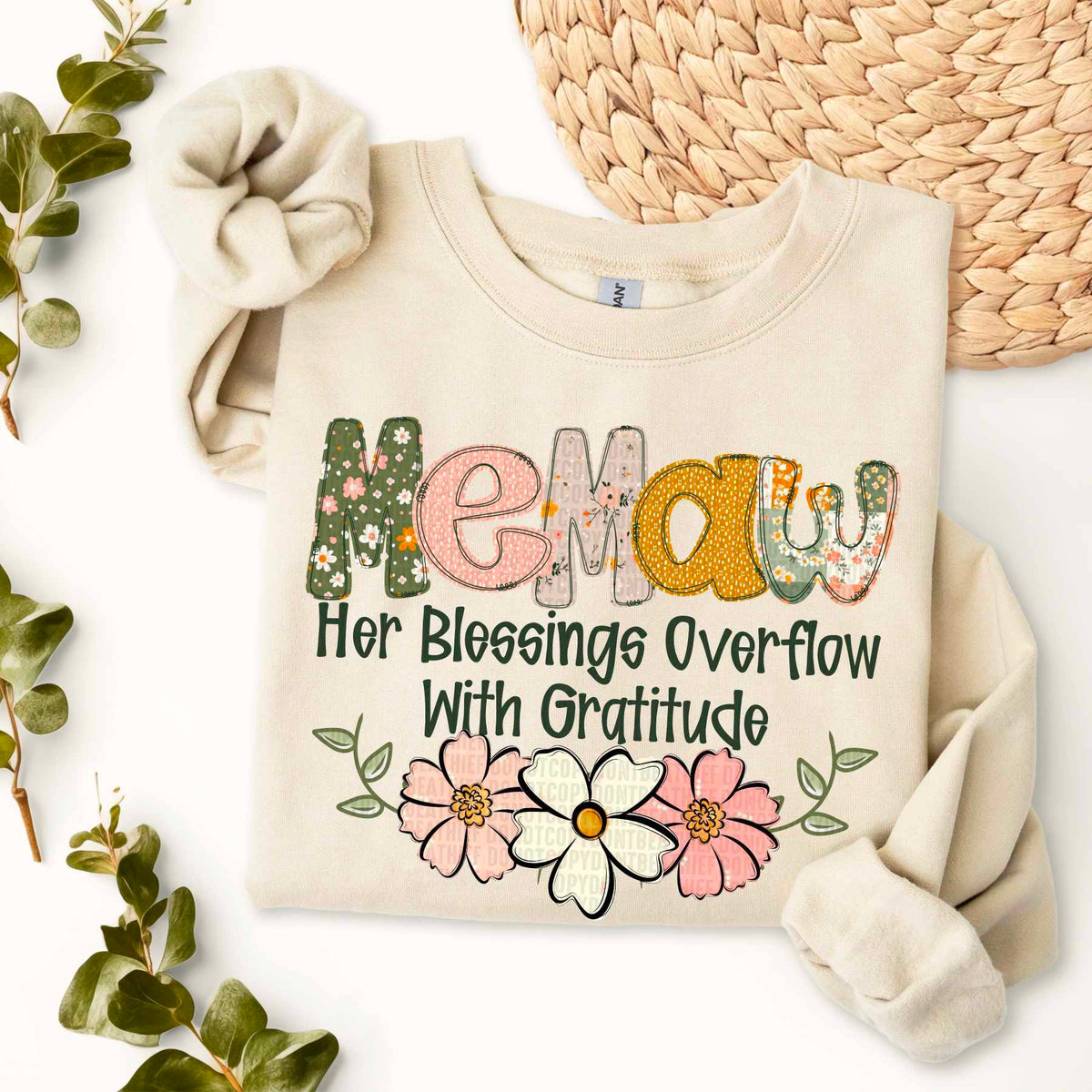 Memaw Her Blessings Overflow With Gratitude (SDD) 78081 DTF Transfer