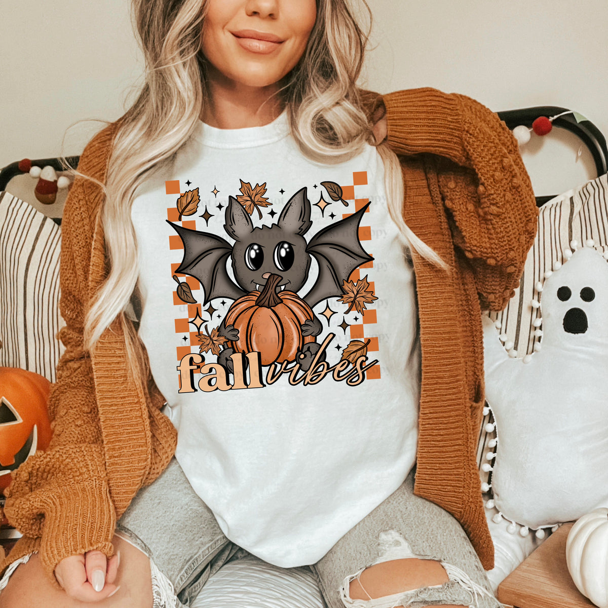 Fall vibes bat (CSC) 58823 DTF transfer