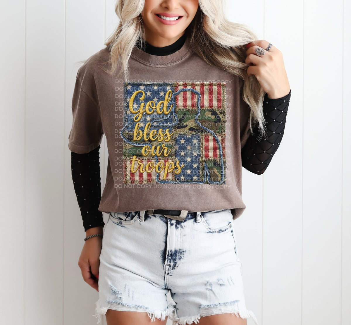 God bless America patriotic and camo patchwork (SCG) DTF transfer
