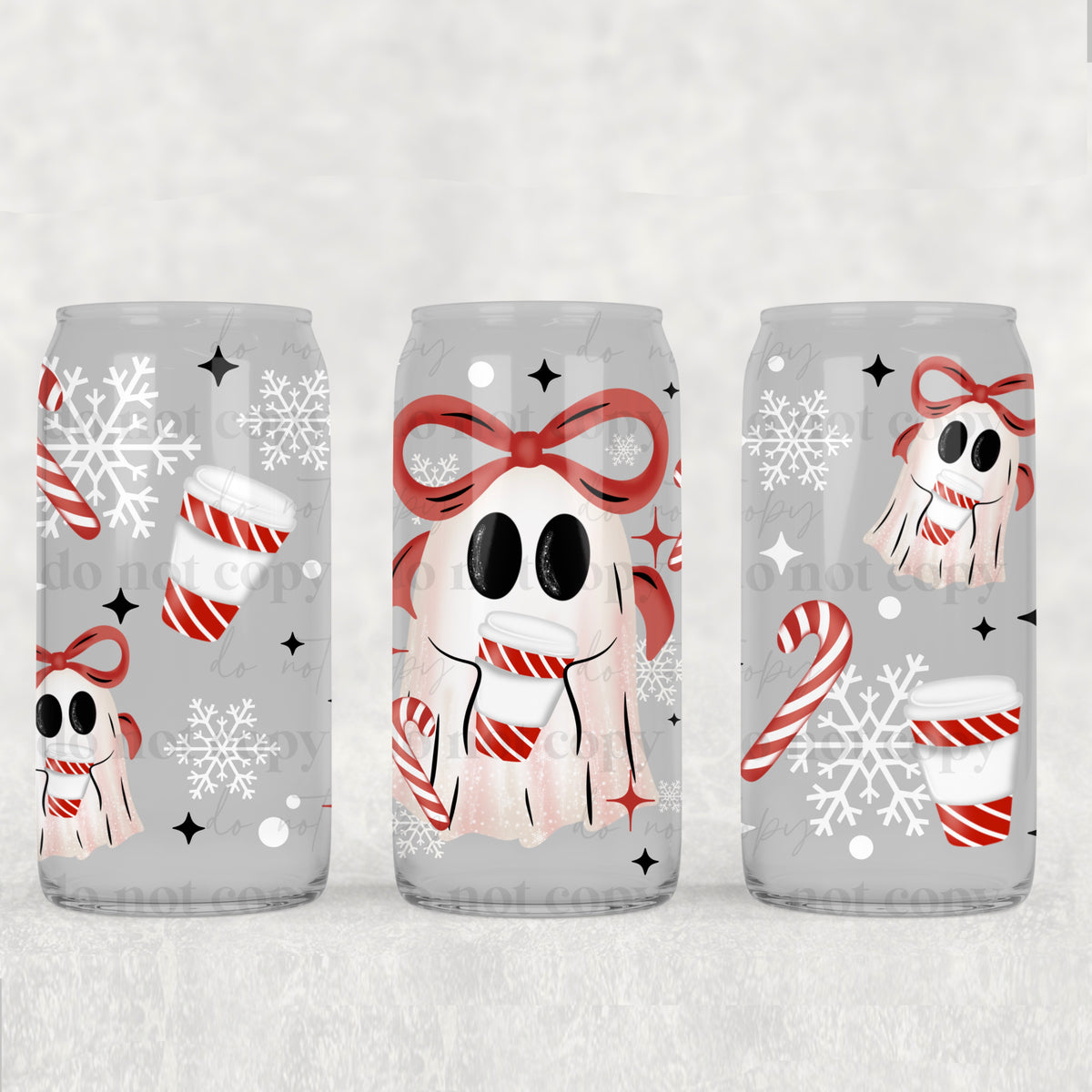 1685 christmas ghost with coffee (CSC) UV DTF WRAP