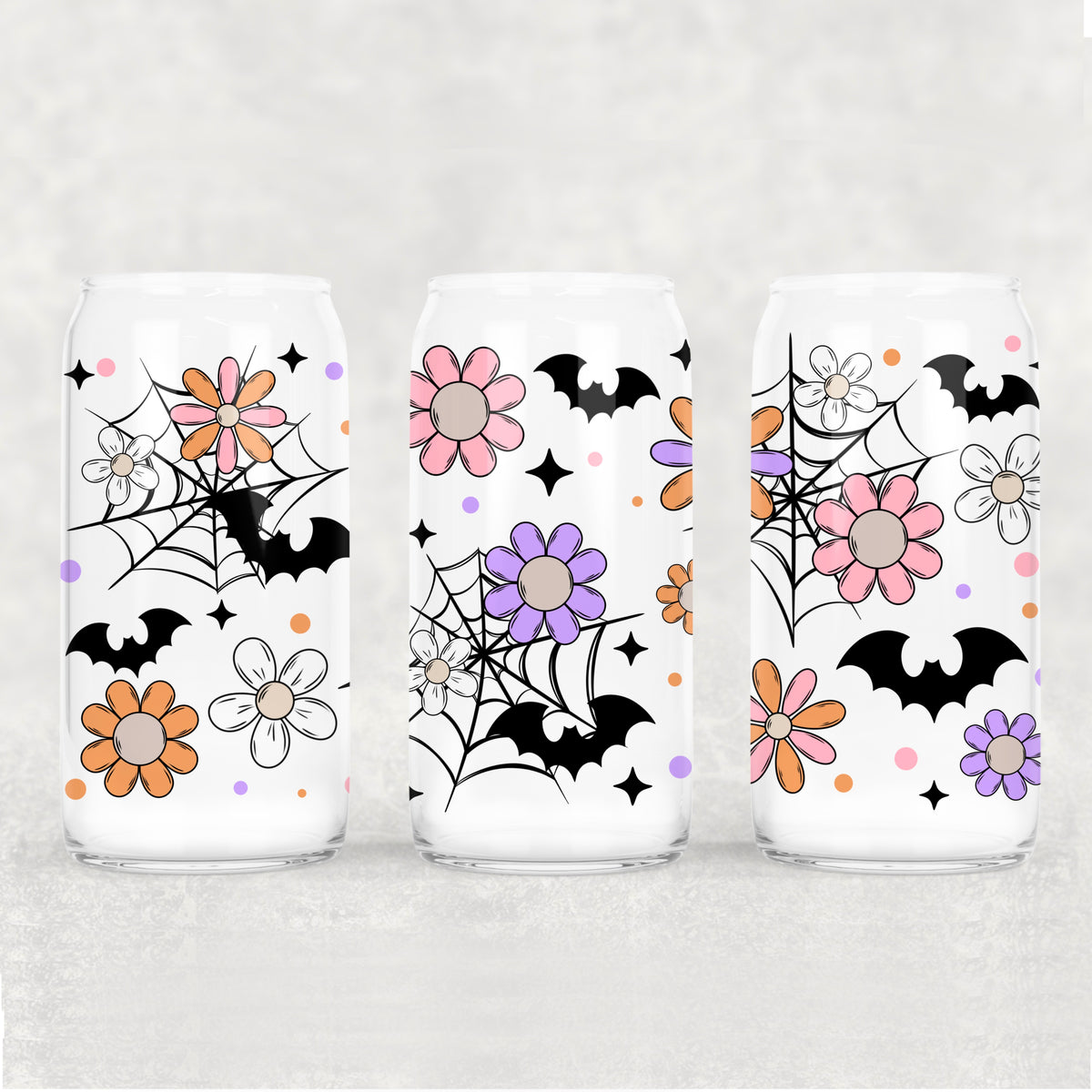 1707 spider webs colorful flowers (CSC) UV DTF WRAP