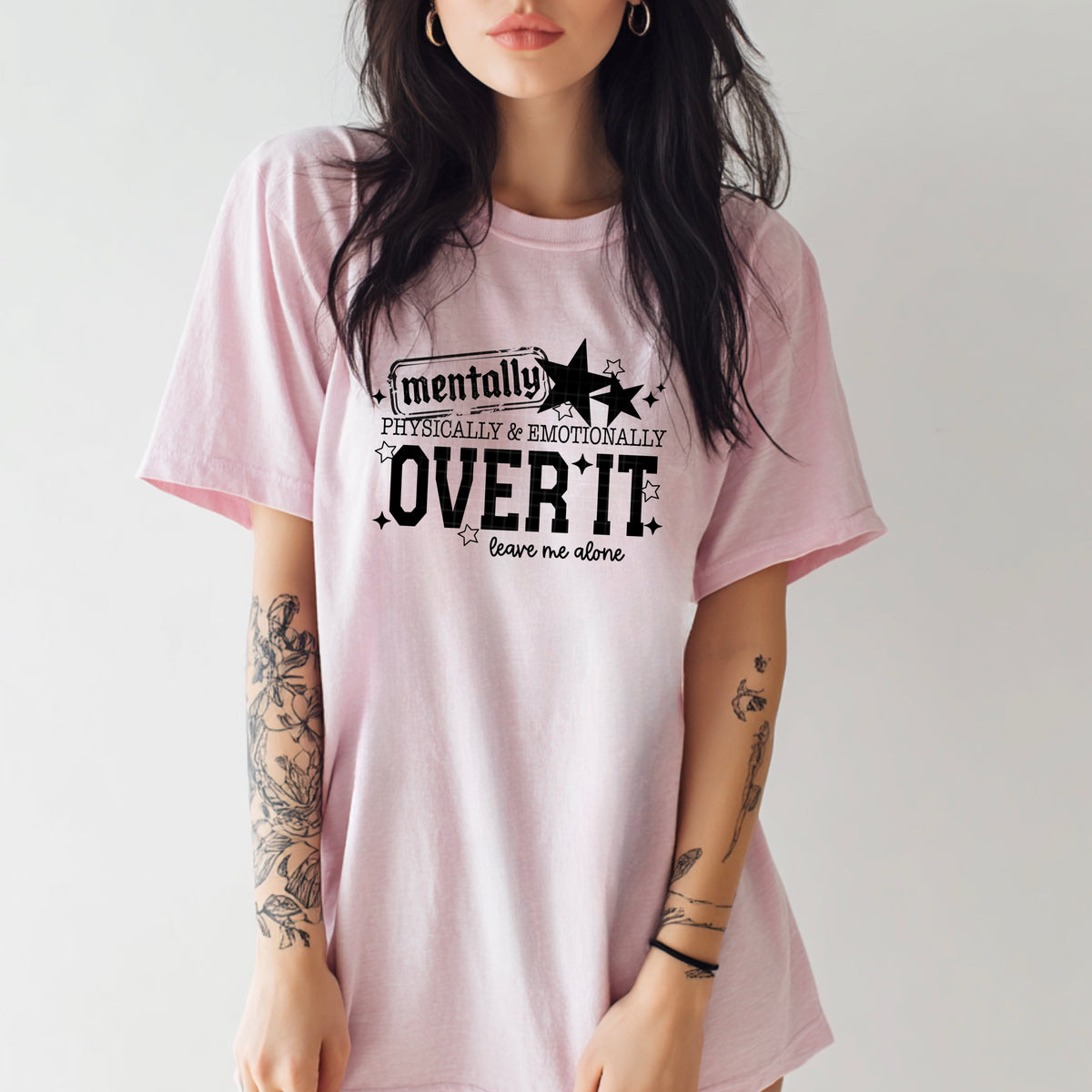Over it leave me alone BLACK (CSC) DTF transfer