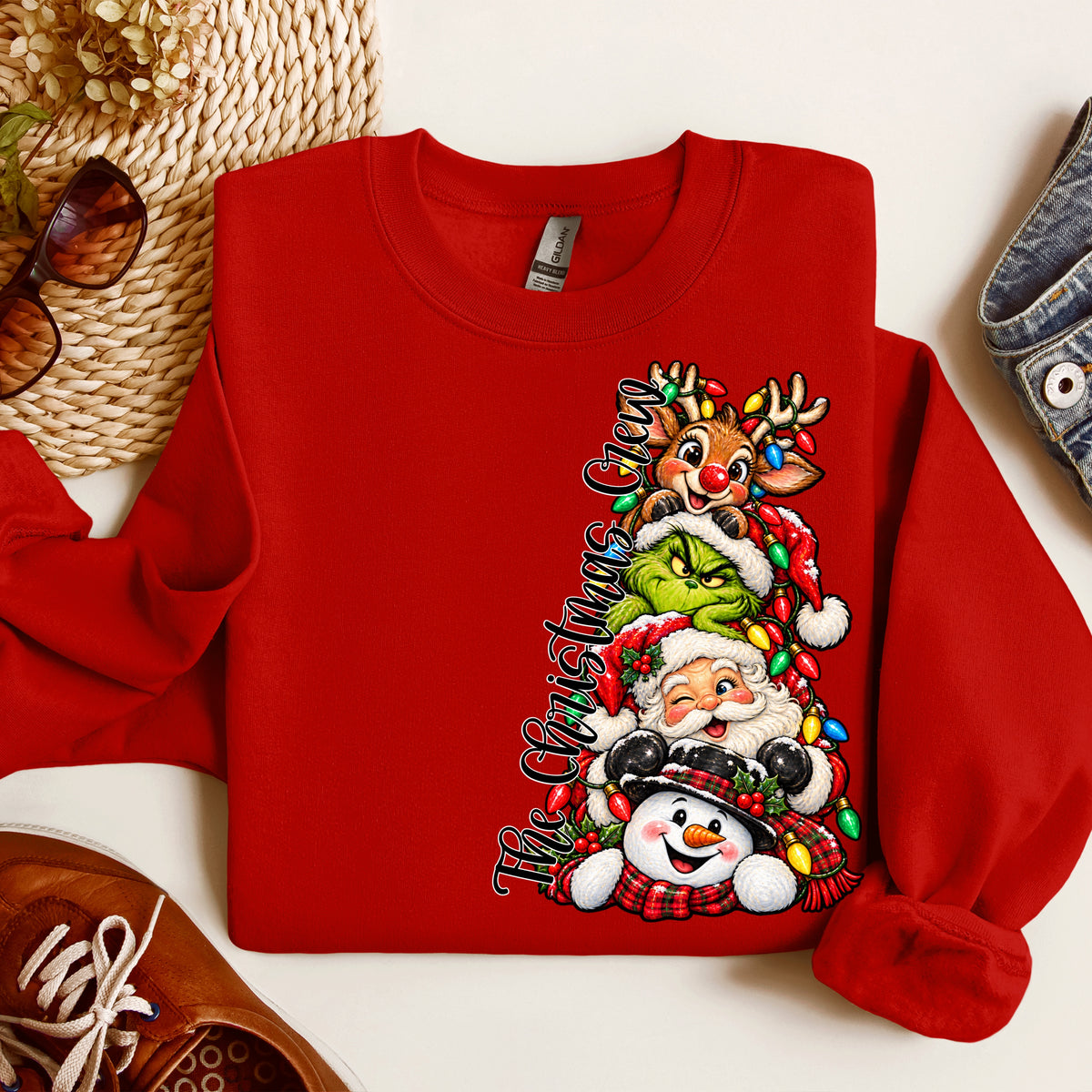 The Christmas crew snowman Santa Gman and reindeer stacked (VP) DTF Transfer