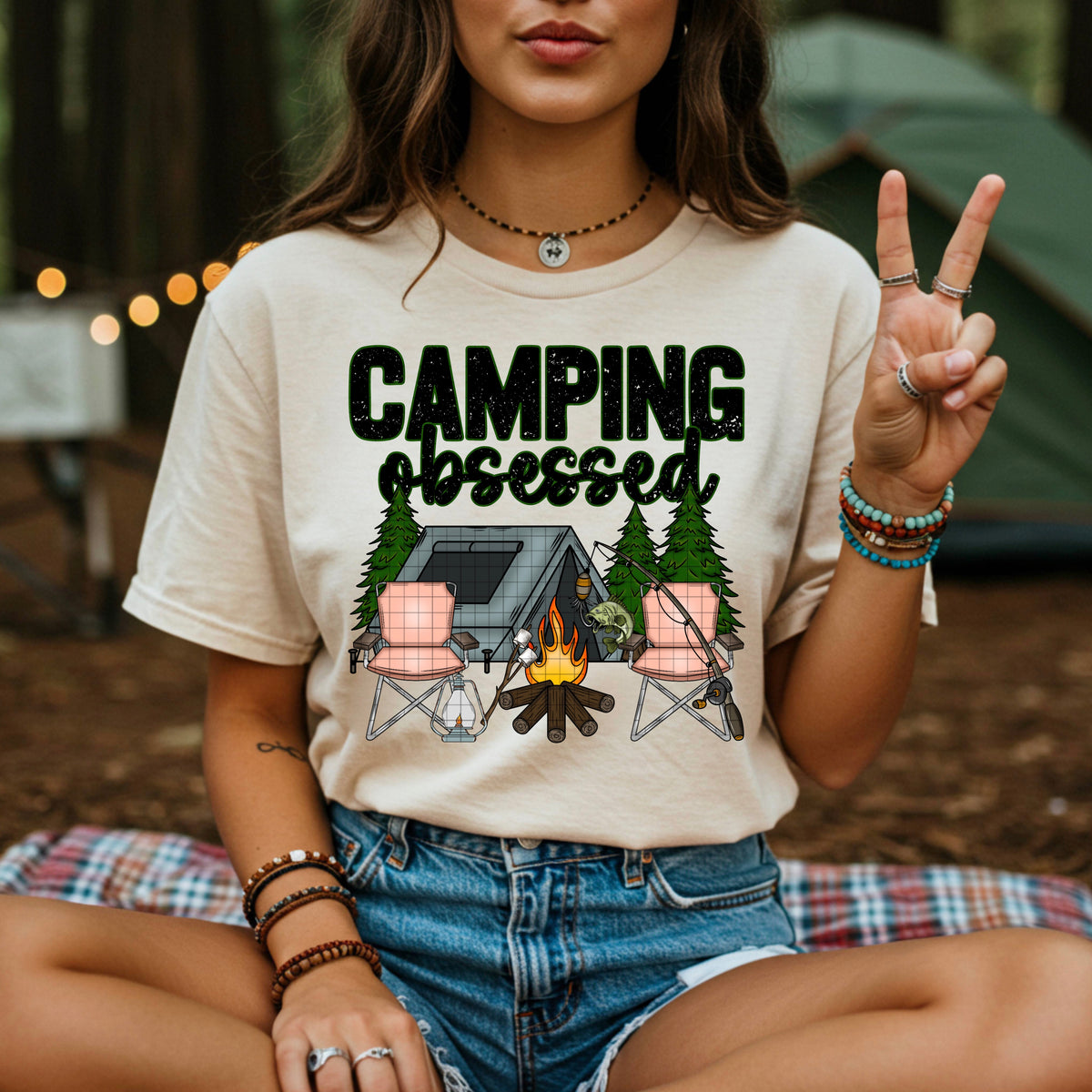Camping obsessed tent (DD) DTF Transfer