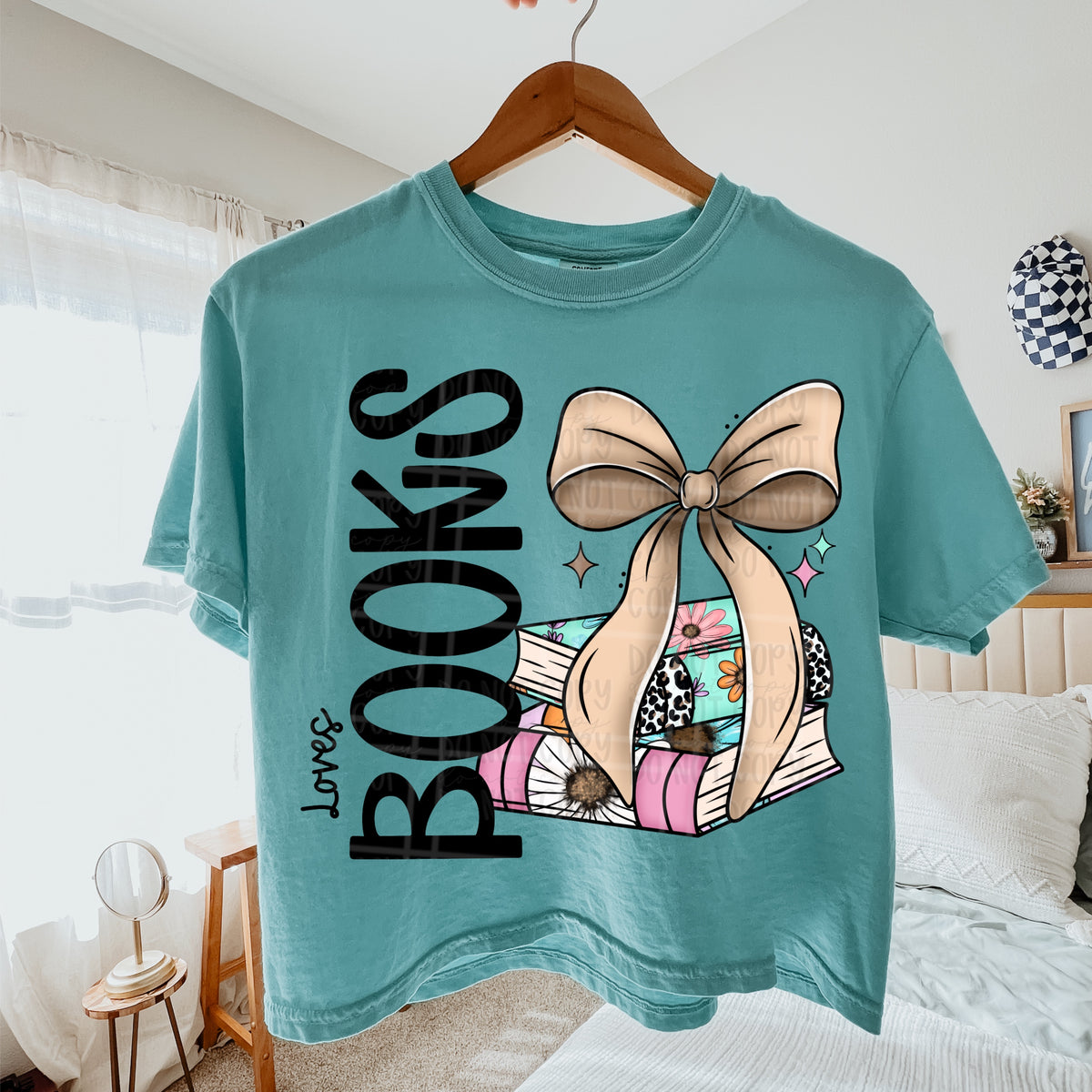Loves books BROWN bow (Virgo) DTF Transfer