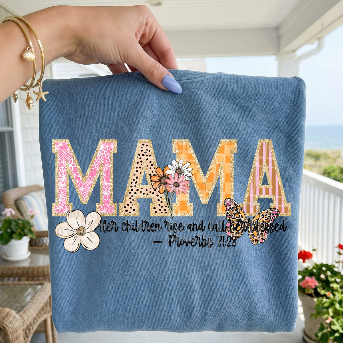 Mama faux gold glitter outline (Virgo) DTF Transfer