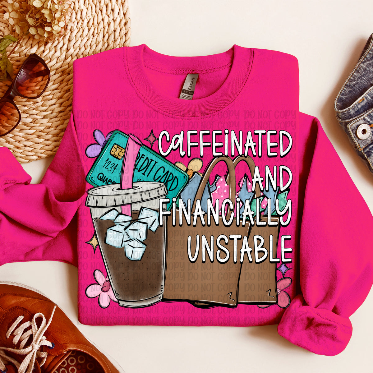 Caffeinated and financially unstable iced coffee (VP) DTF Transfer
