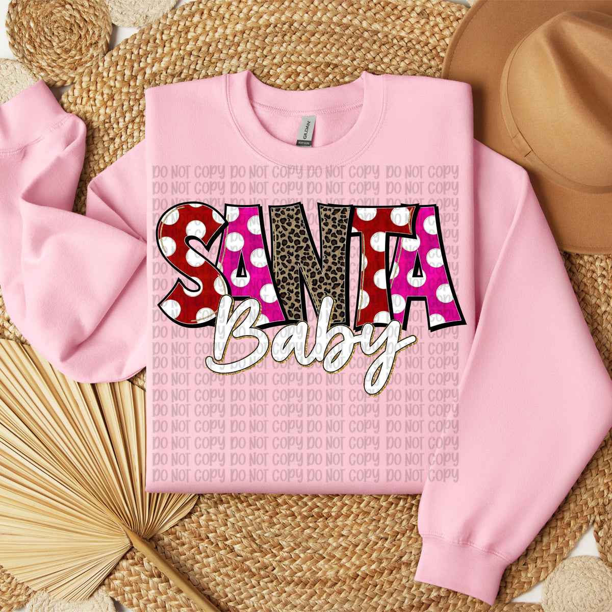 Santa baby polkadot and leopard filled (VP) DTF Transfer