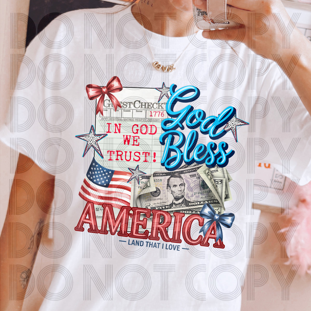 God bless America guest check 103794 DTF transfer