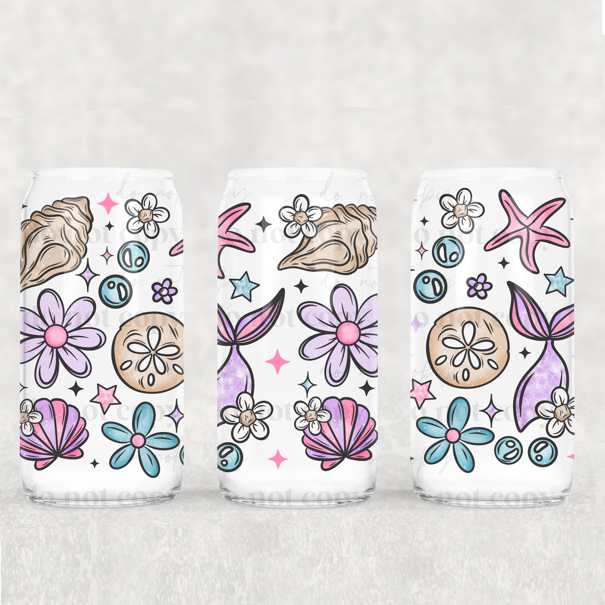 1874 mermaid tails and seashells (CSC) UV DTF WRAP