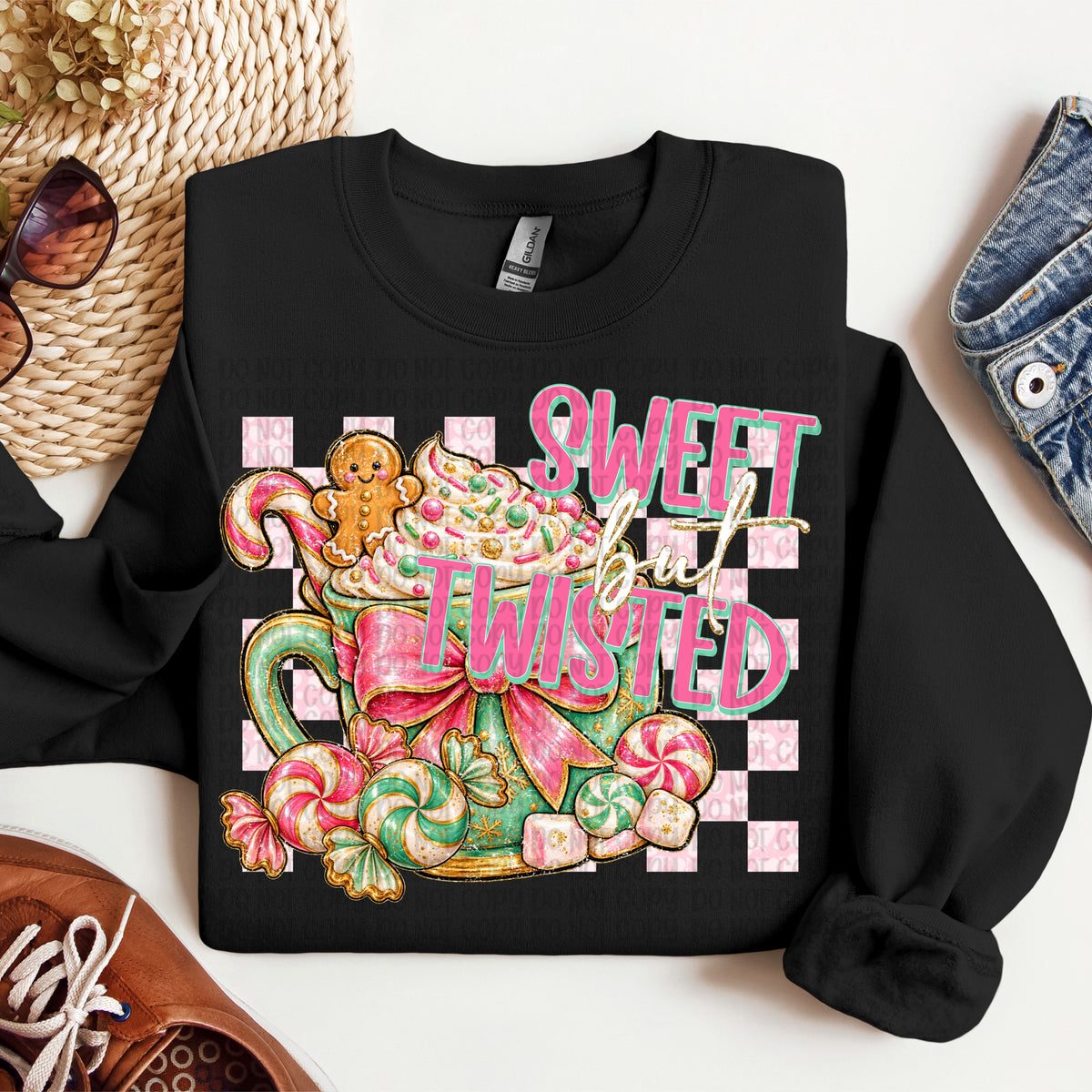 Sweet but twisted pink checkered (VP) DTF Transfer