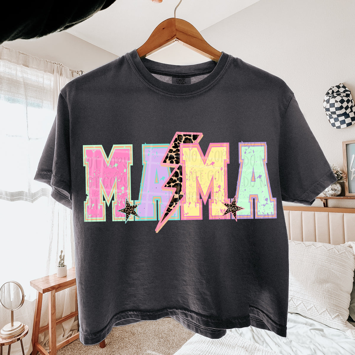 Mama colorful varsity with lightning bolt (Virgo) DTF Transfer