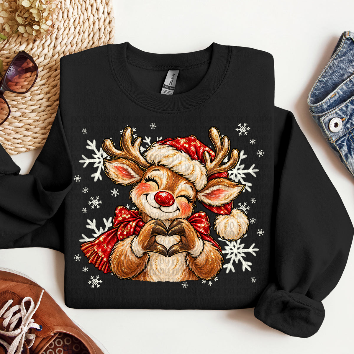 Reindeer heart hands with snowflakes (VP) DTF Transfer