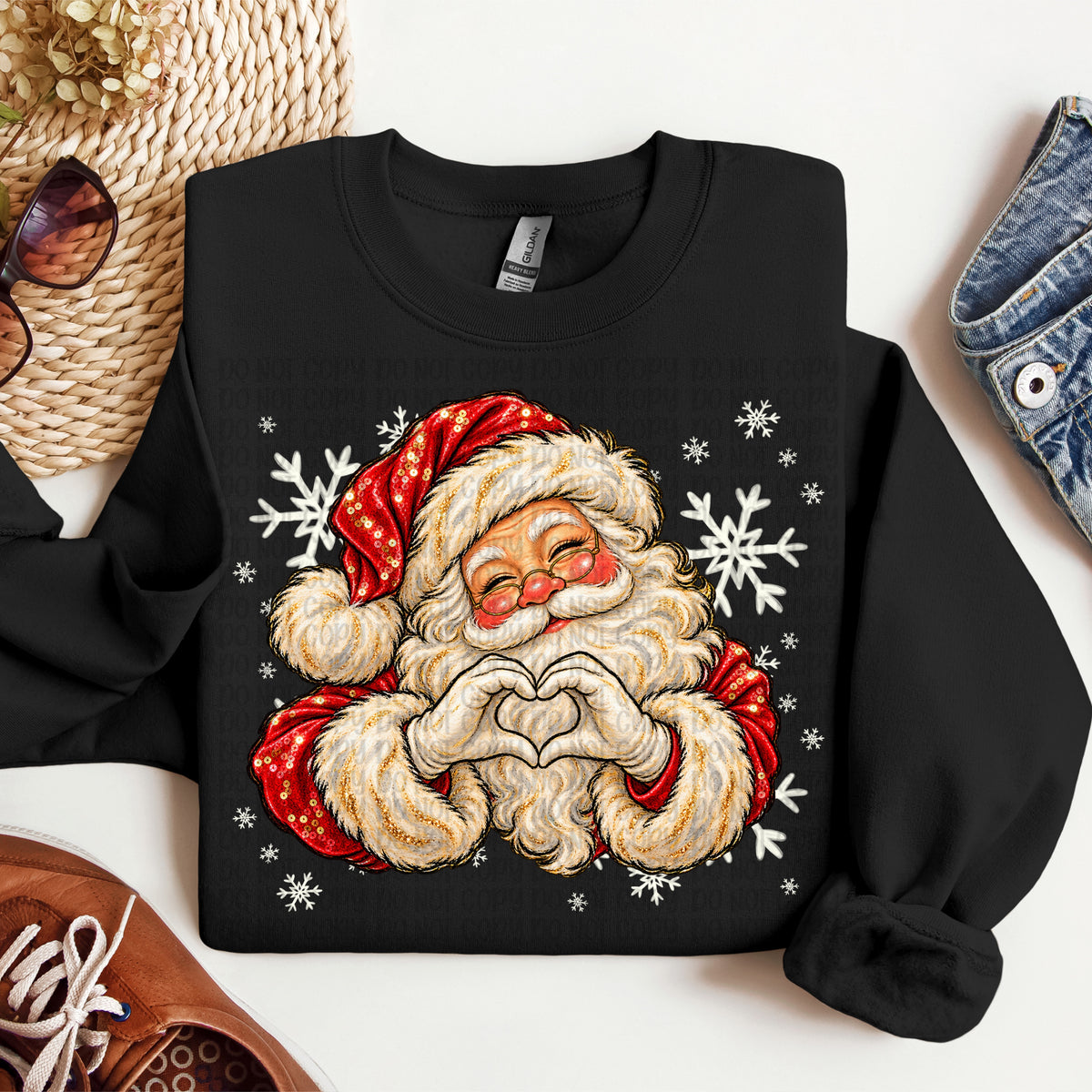 Santa heart hands with snowflakes (VP) DTF Transfer