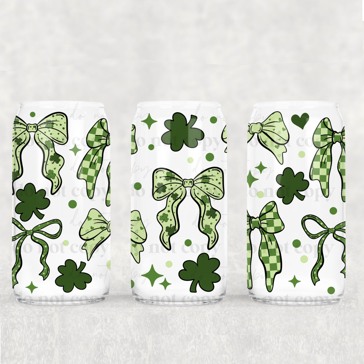 green bows with clovers 1964 (CSC) UV DTF WRAP