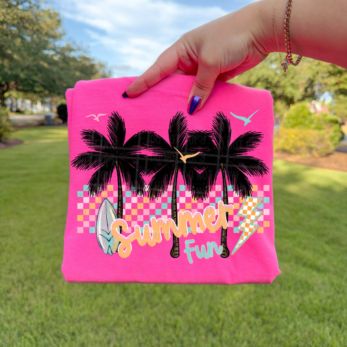 Summer fun BLACK palm trees (Virgo) DTF Transfer