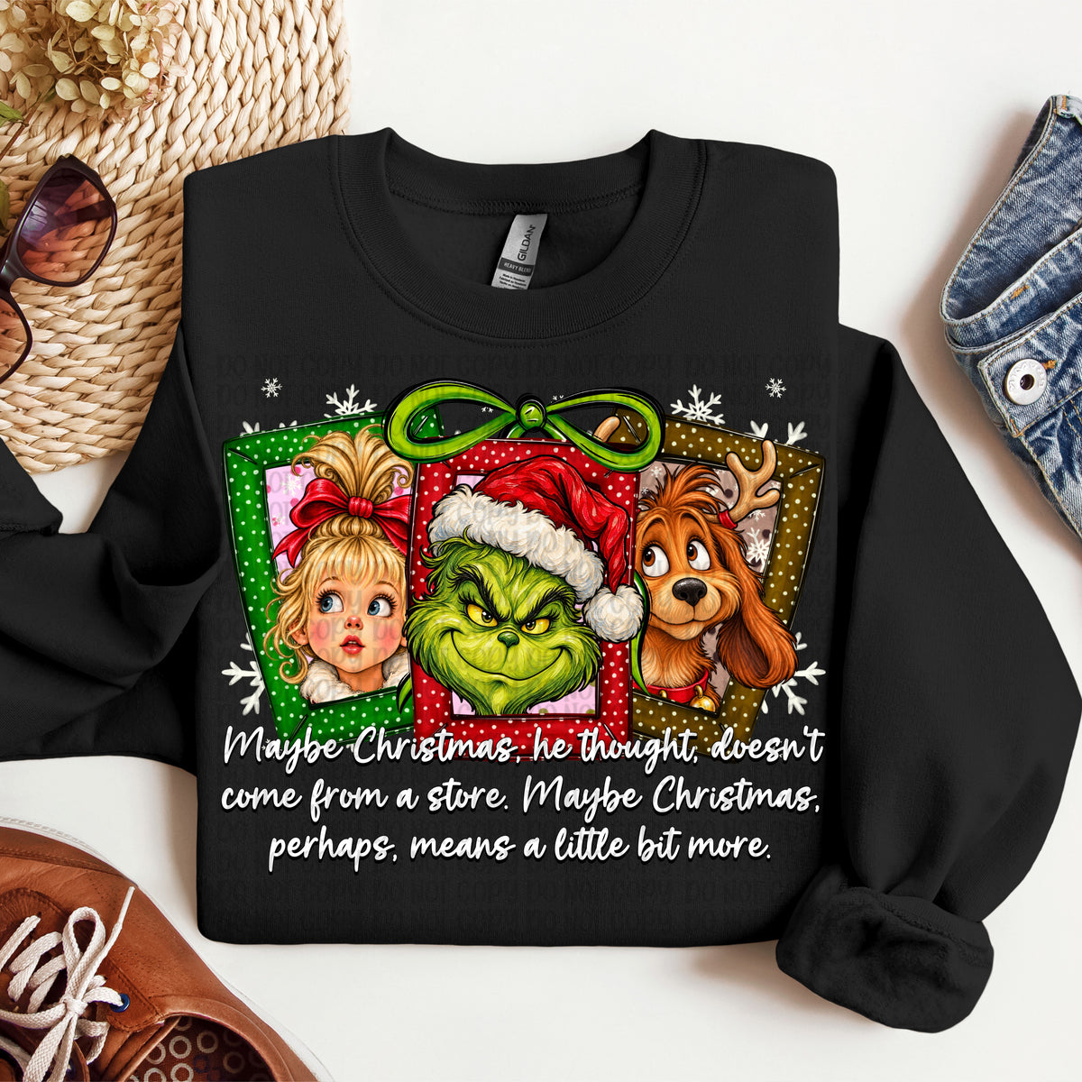 Maybe Christmas he thought gman frame trio WHITE words (VP) DTF Transfer
