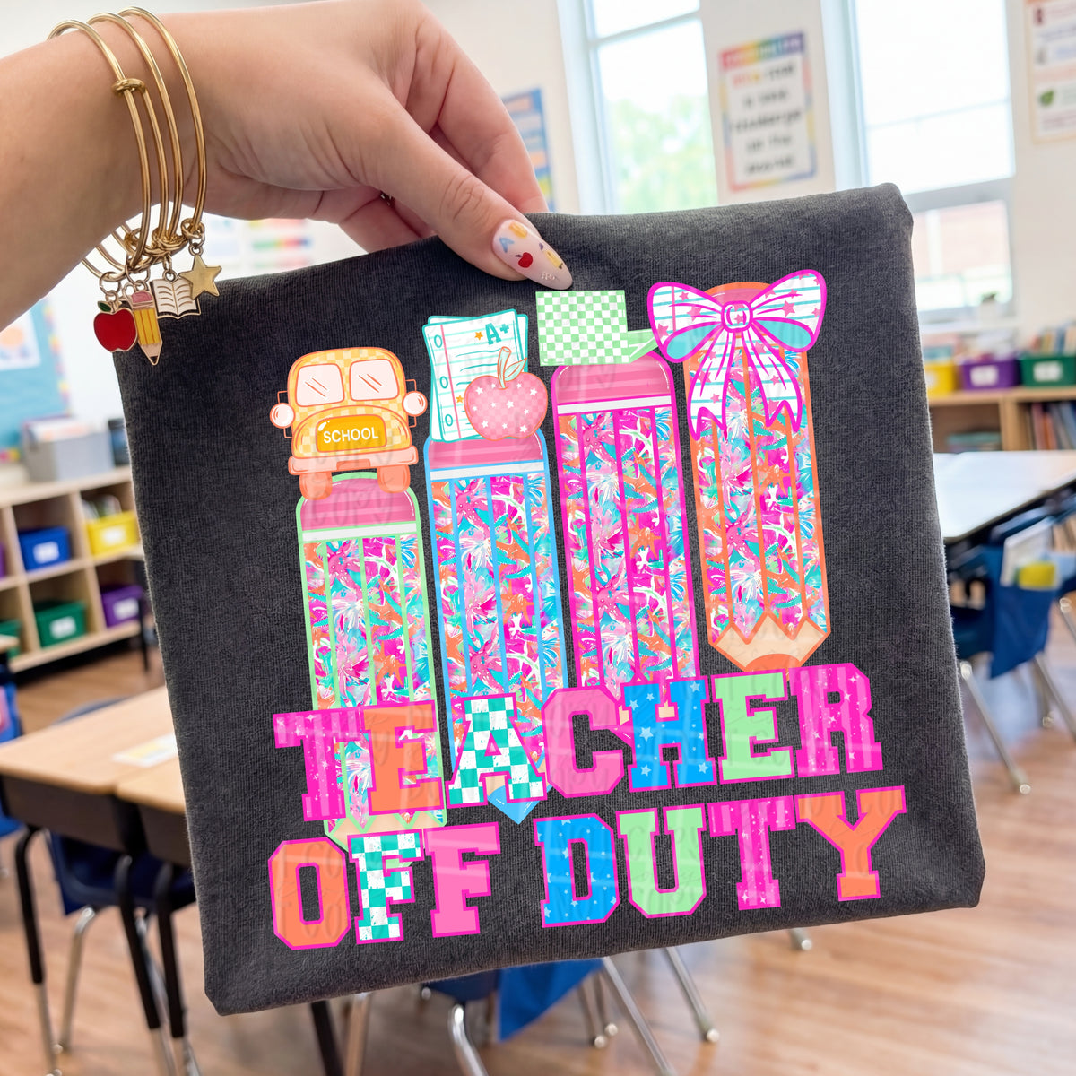Teacher off duty pencils (Virgo) DTF Transfer