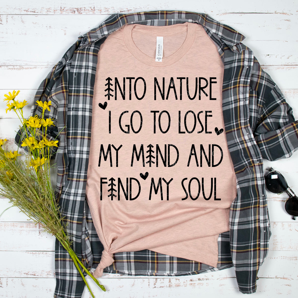 Into nature I go to lose my mind and find my soul BLACK  (ABD) DTF transfer