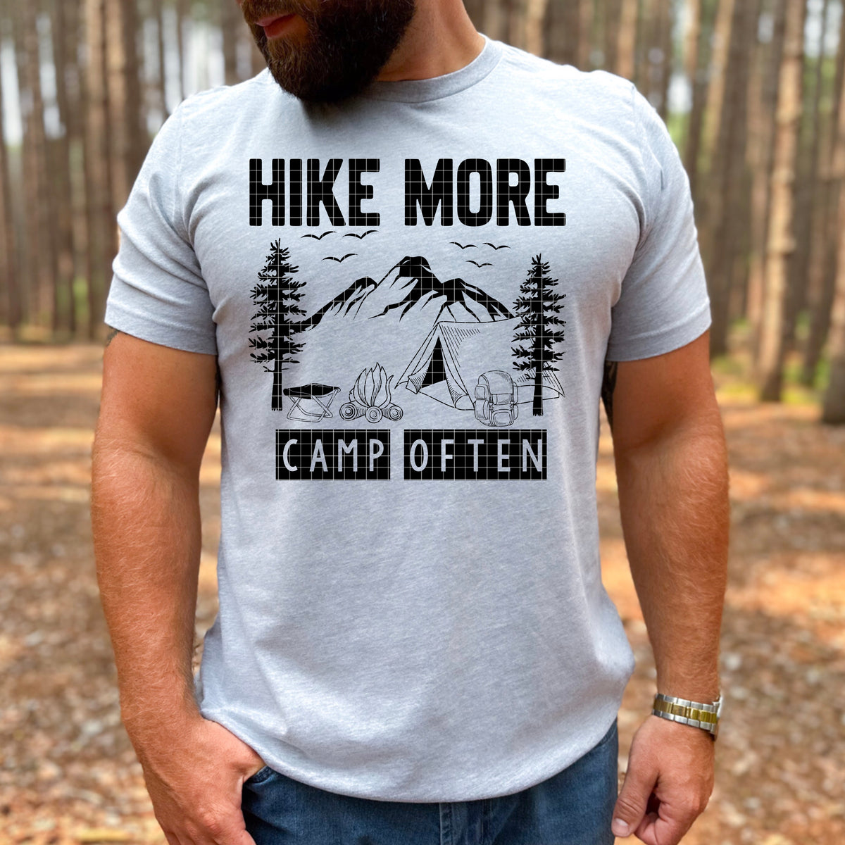 Hike more camp often BLACK (DD) DTF Transfer