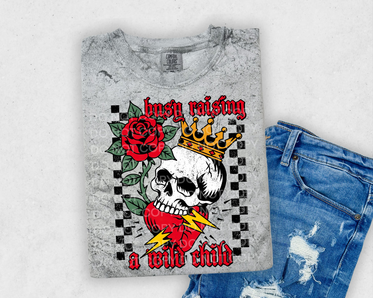 Busy raising a wild child skull (SCG) 102109 DTF transfer