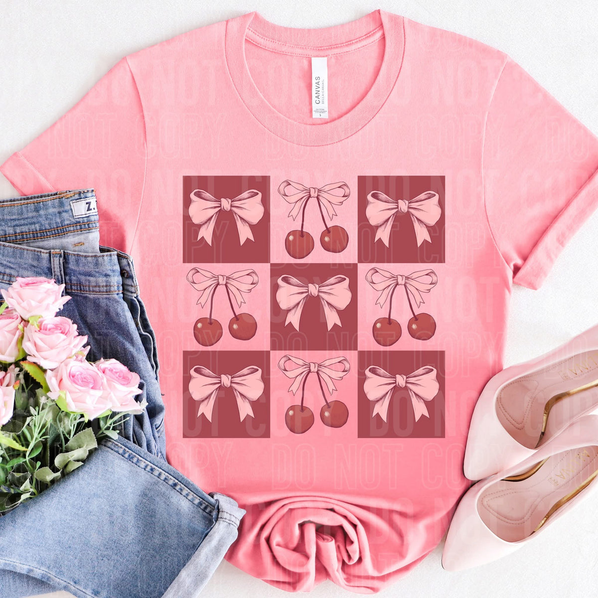 Cherry Bow Checkered (SBB) 78243 DTF Transfer