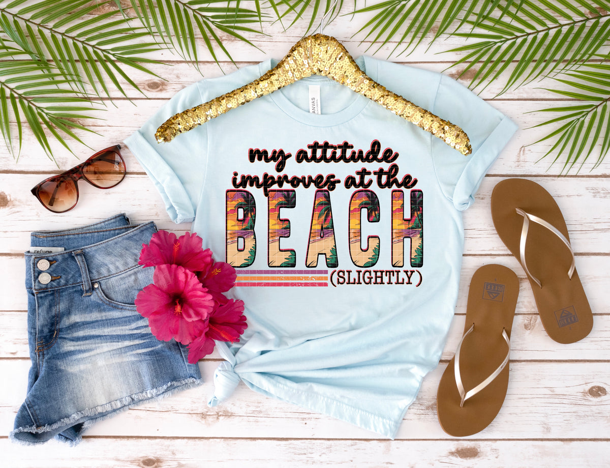 My attitude improves at the beach (DD) DTF Transfer
