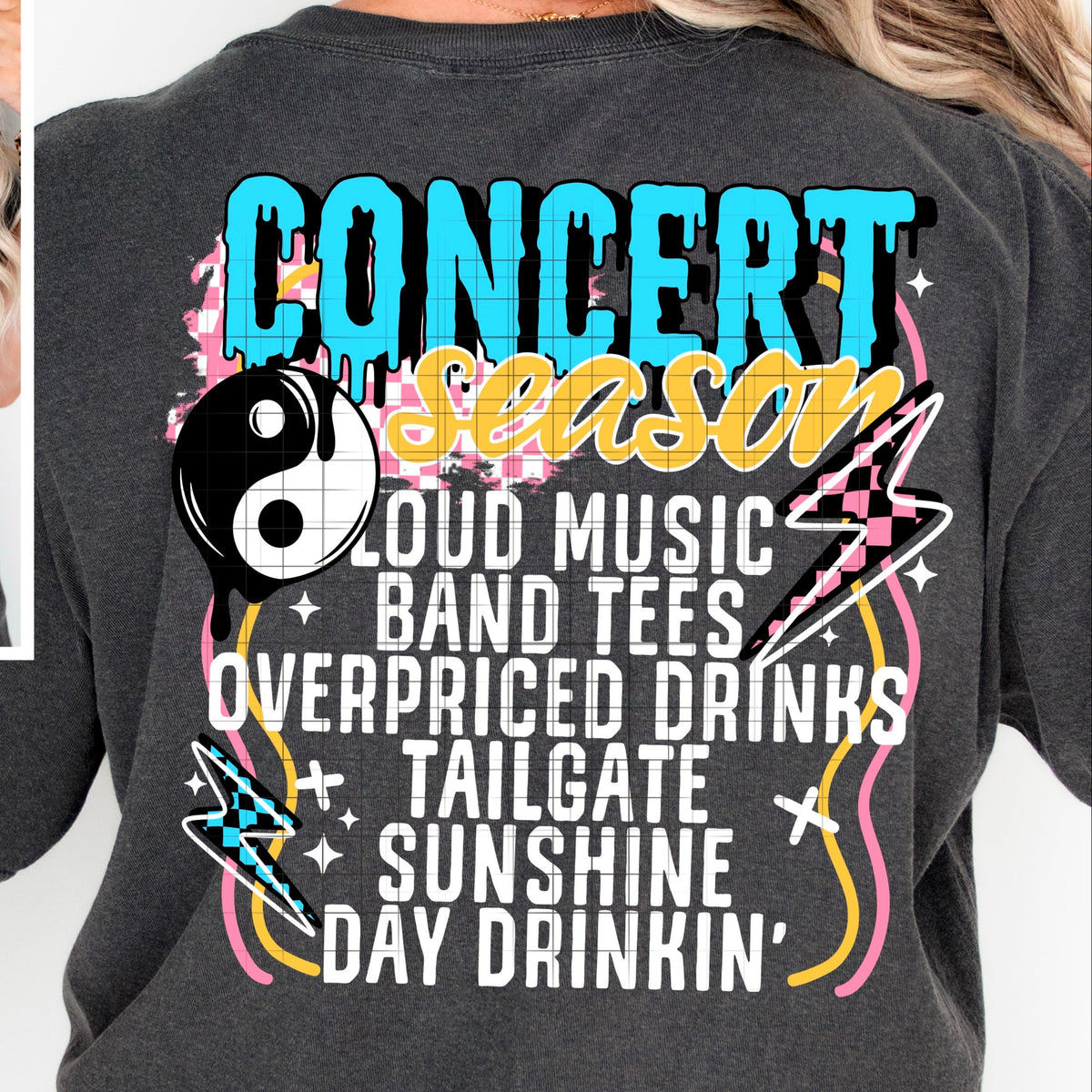Concert season white font BACK (CSC) DTF transfer