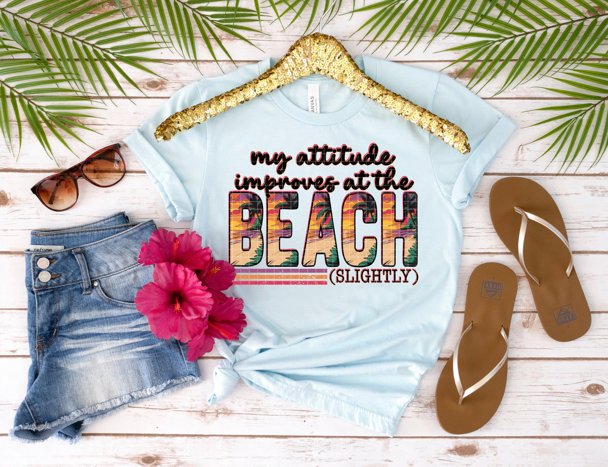 My attitude improves at the beach (DD) dtf transfer