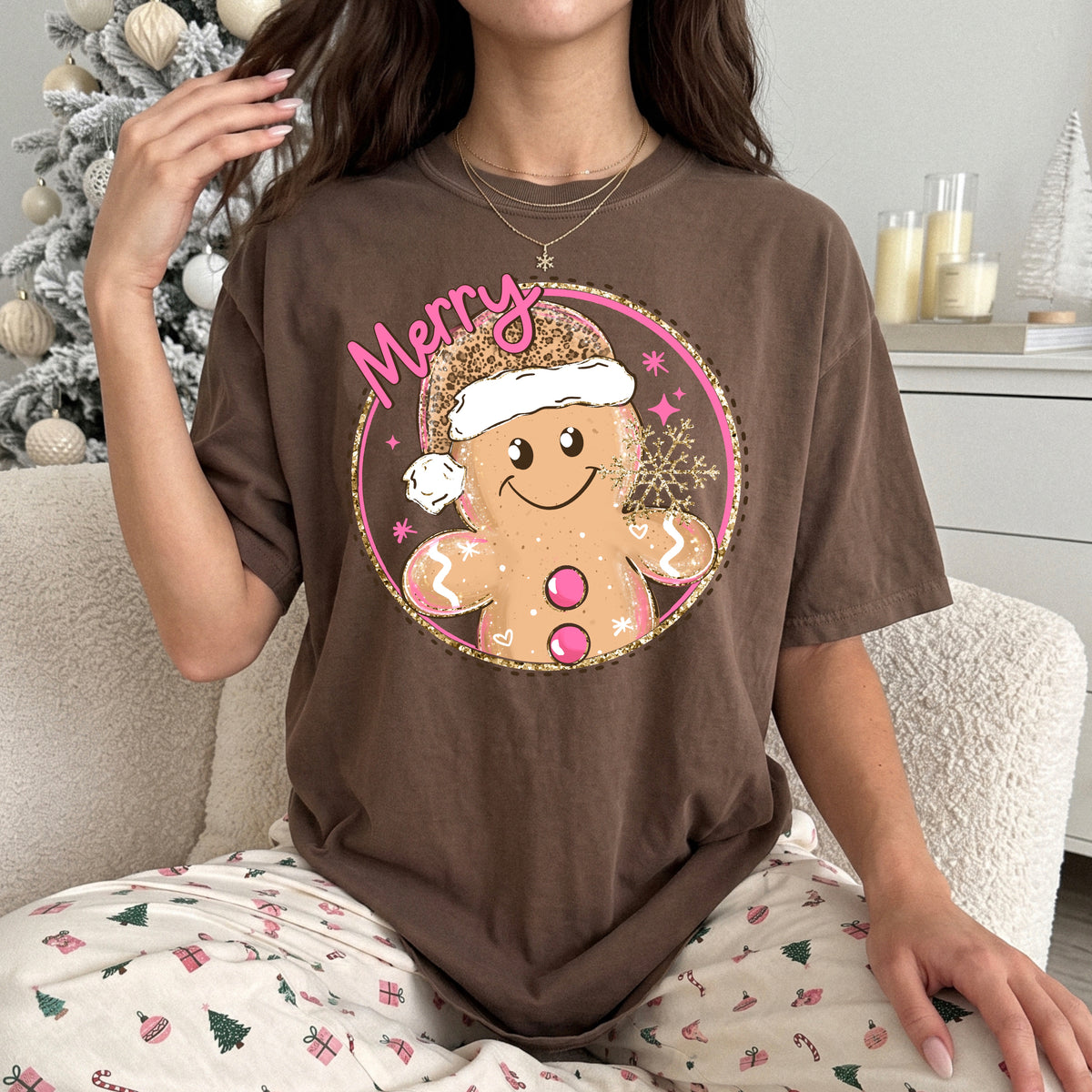 Merry gingerbread circle (csc) DTF Transfer