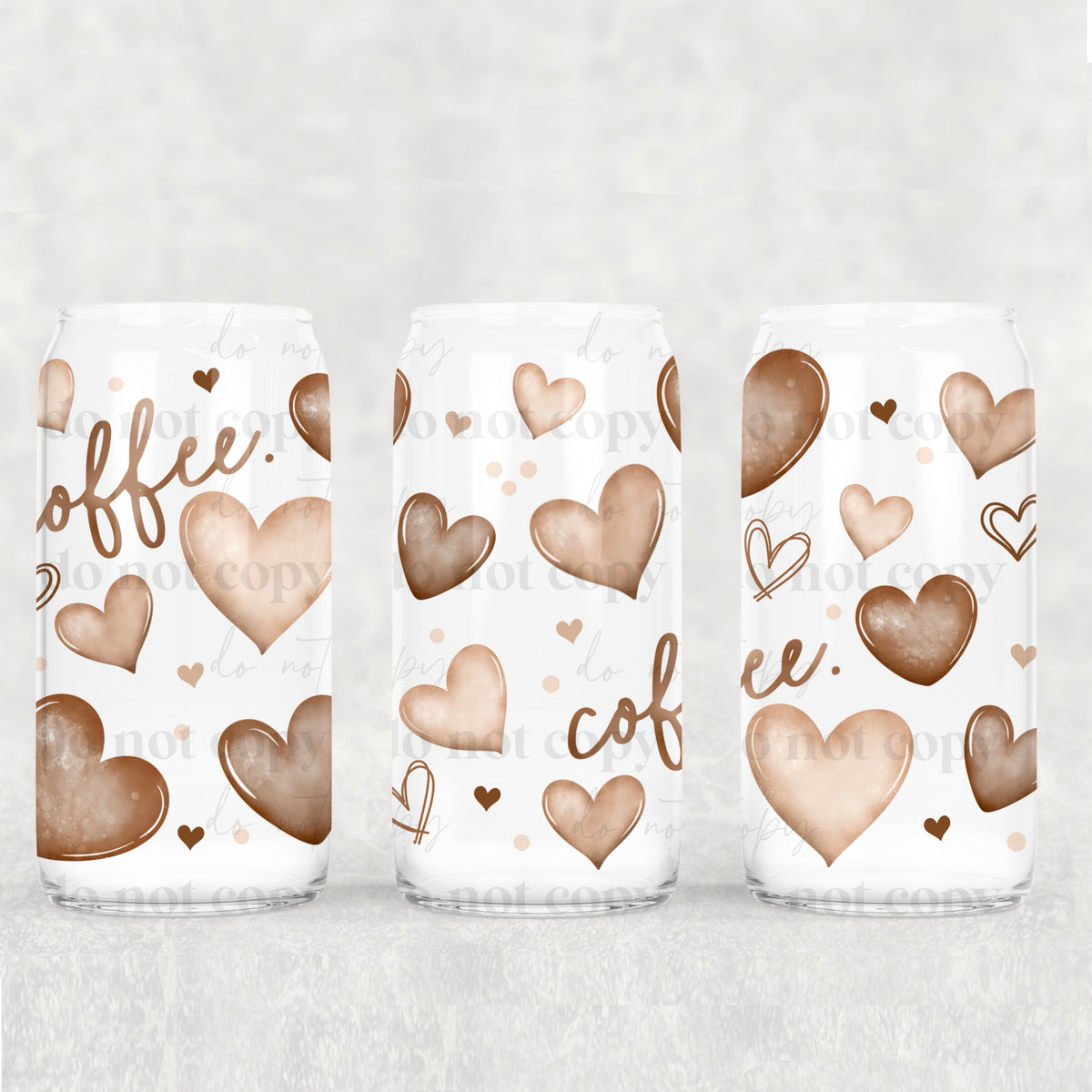 coffee brown hearts (CSC) UV DTF WRAP