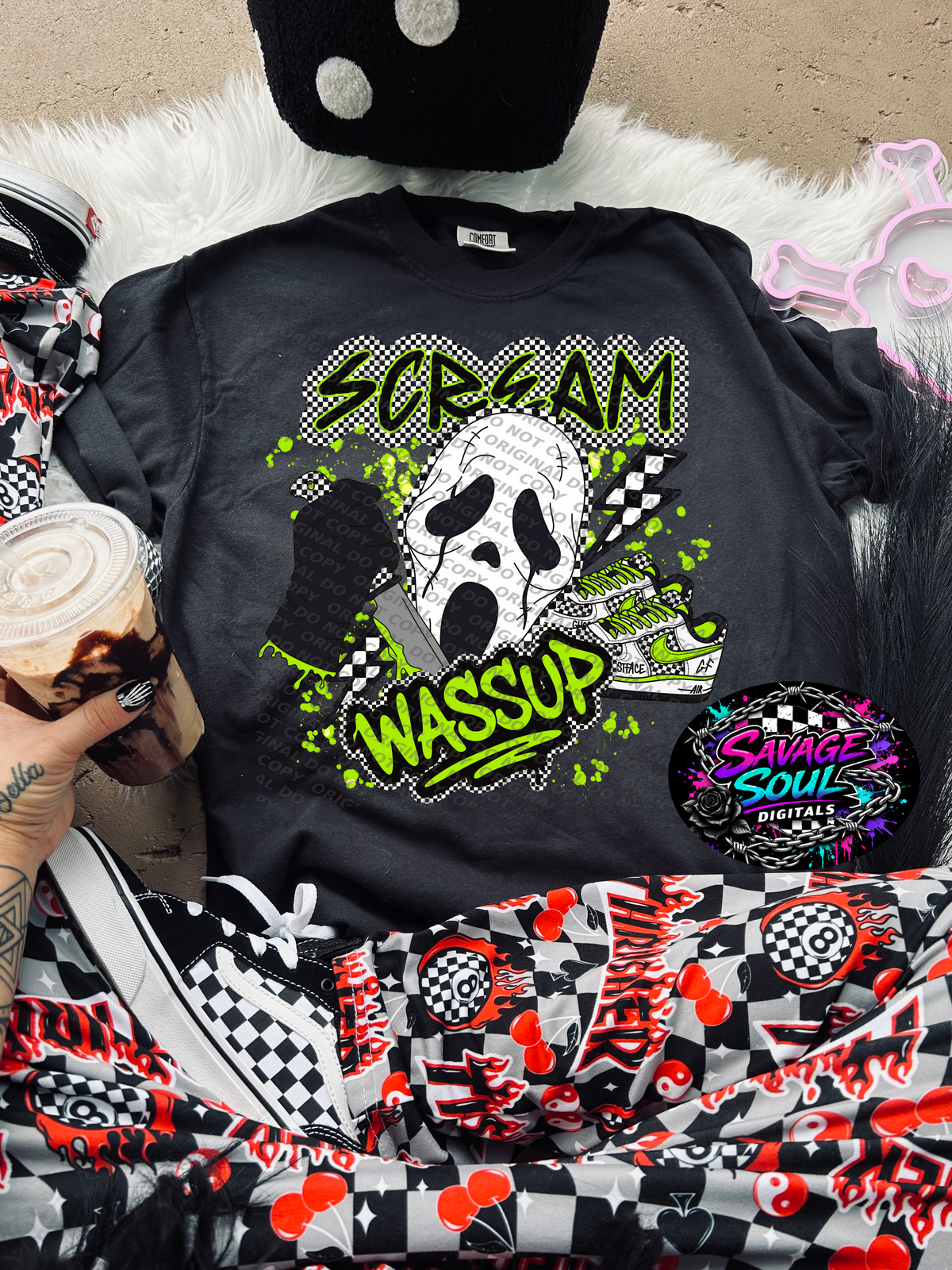 Scream checker and green (DD) DTF Transfer