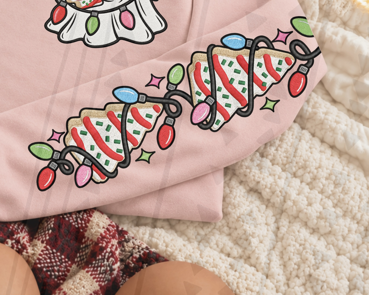 Embroidered Christmas cake sleeve DTF Transfer