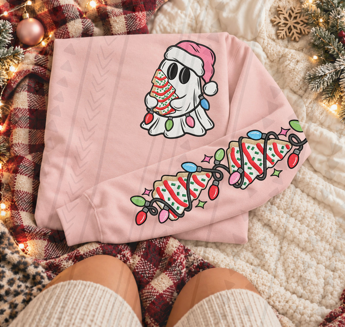 Christmas ghost with cake FRONT ONLY DTF Transfer