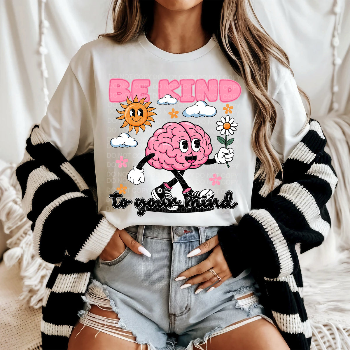 Be kind to your mind brain with daisy (SCG) 102113 DTF transfer